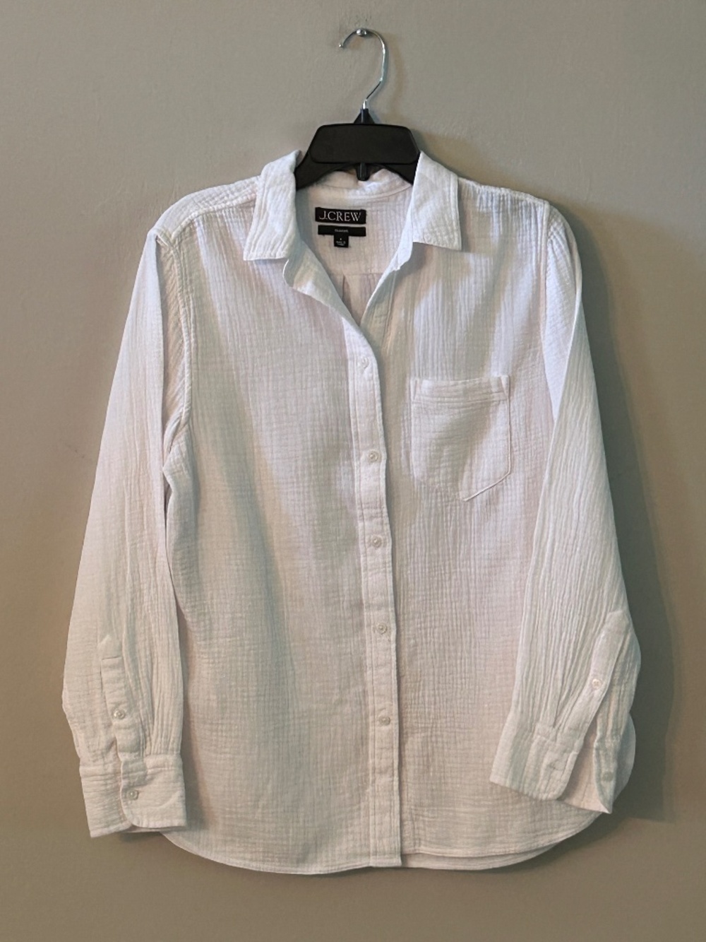 J.Crew Classic Double-Gauze Cotton Button-Down Shirt White Sz 6 Summer Capsule